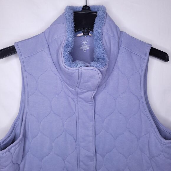 Calia By Carrie Underwood Vest XL Quilted Fur Trim Gray Pearl - Picture 2 of 9